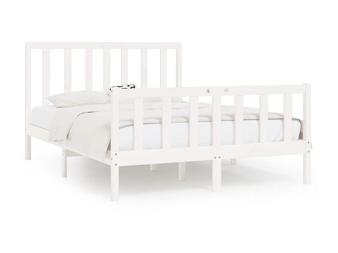 Cama 140x200 cm madeira maciça branco PT358915