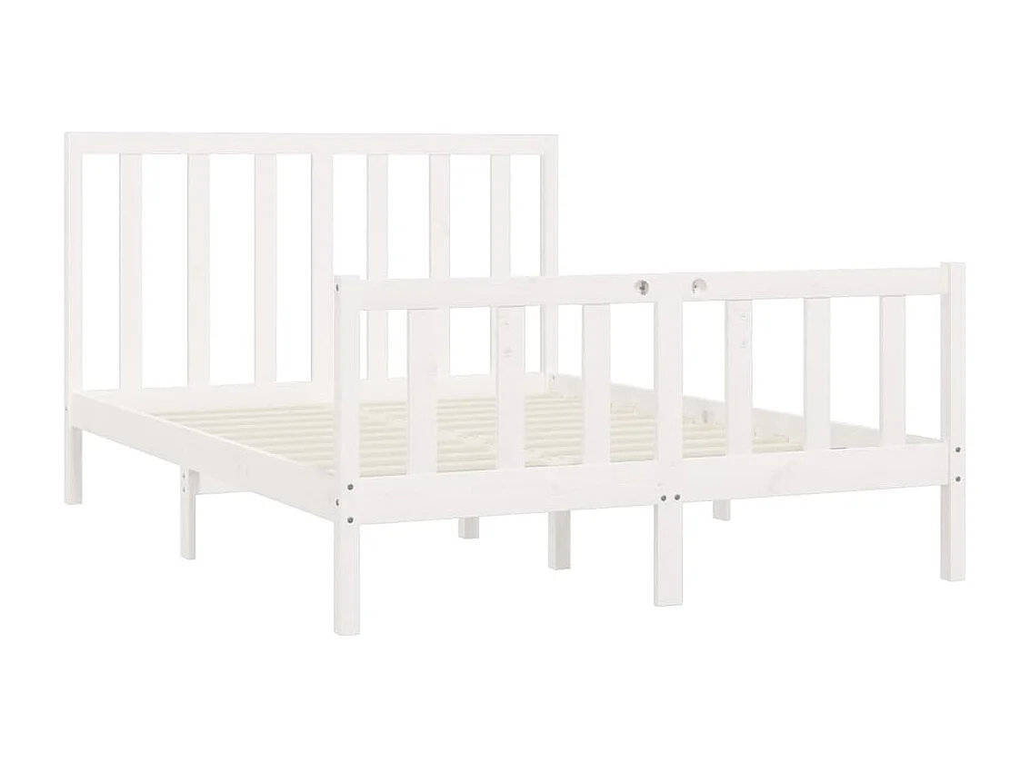 Cama 140x200 cm madeira maciça branco PT358915