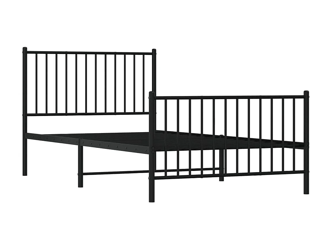 Cama com cabeceira e pés 100x200 cm metal preto PT497533