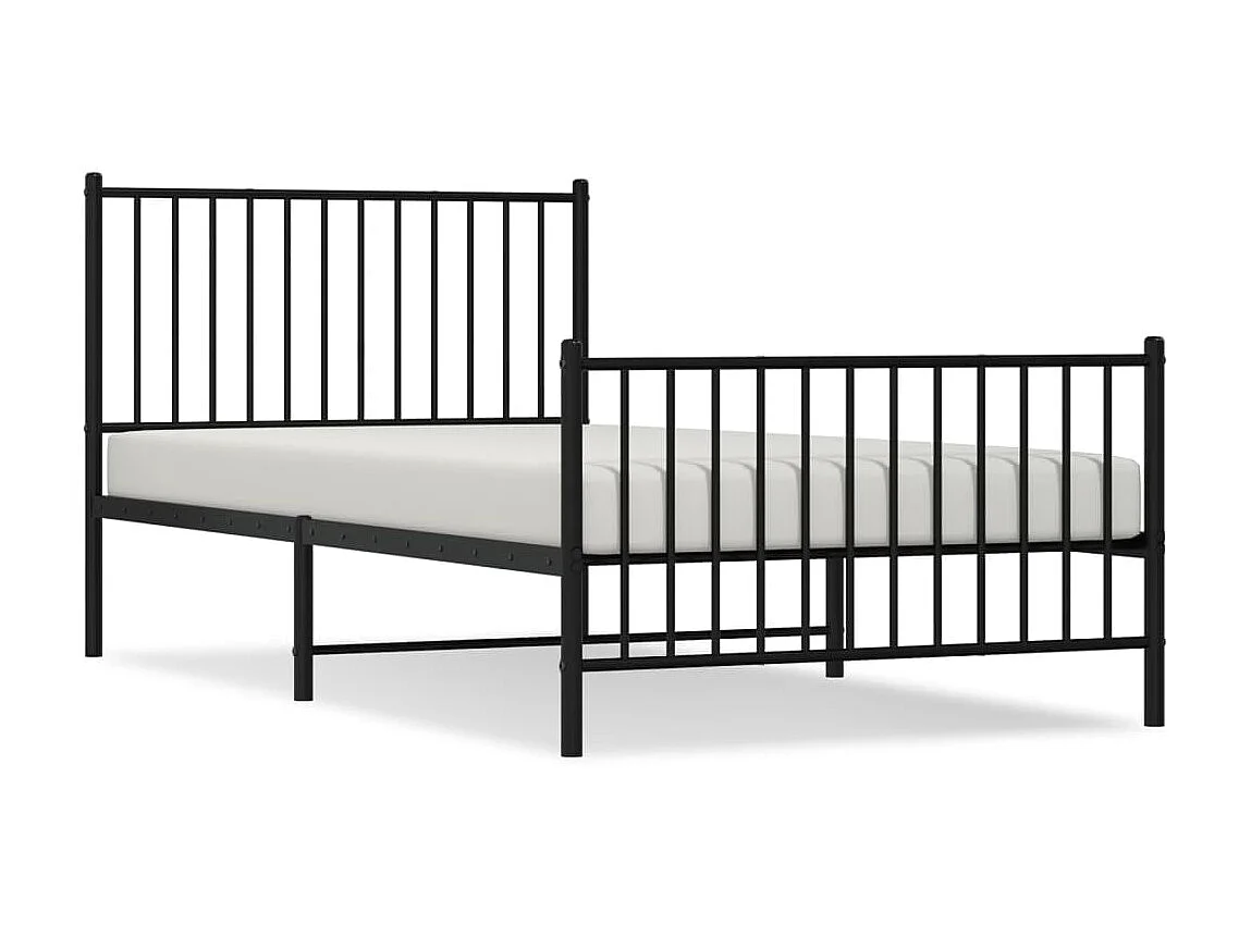 Cama com cabeceira e pés 100x200 cm metal preto PT497533