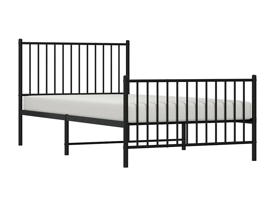 Cama com cabeceira e pés 100x200 cm metal preto PT497533