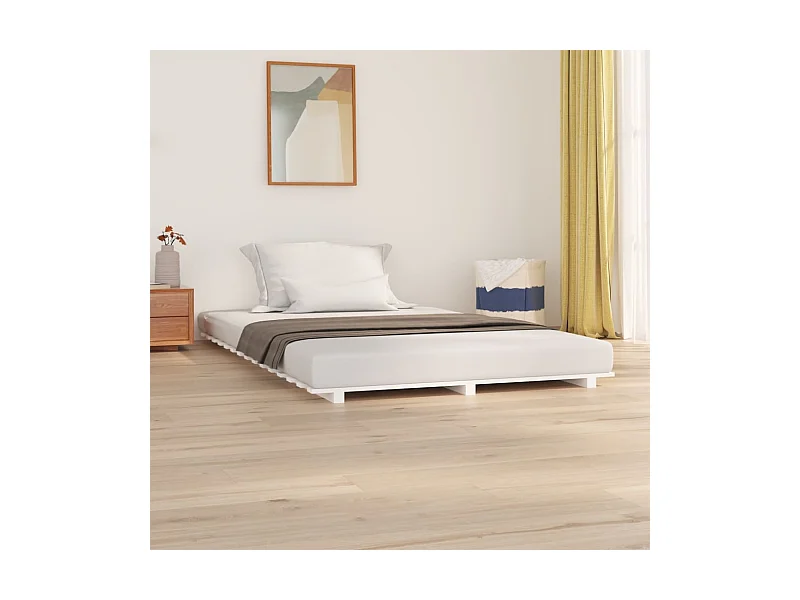 Lit-120x190 cm Blanc Bois de pin massif EGGB12402