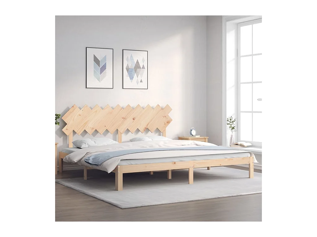 Lit-200x200 cm avec tête de lit bois massif EGGB35014