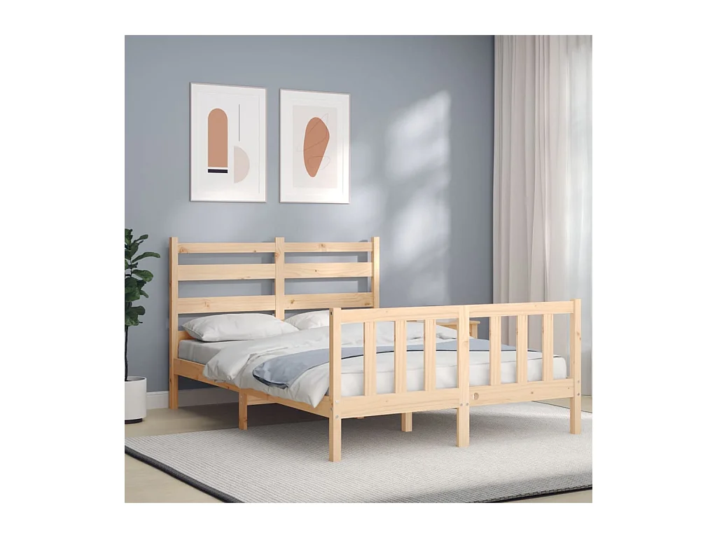 Lit-120x190 cm avec tête de lit petit double bois massif EGGB99088