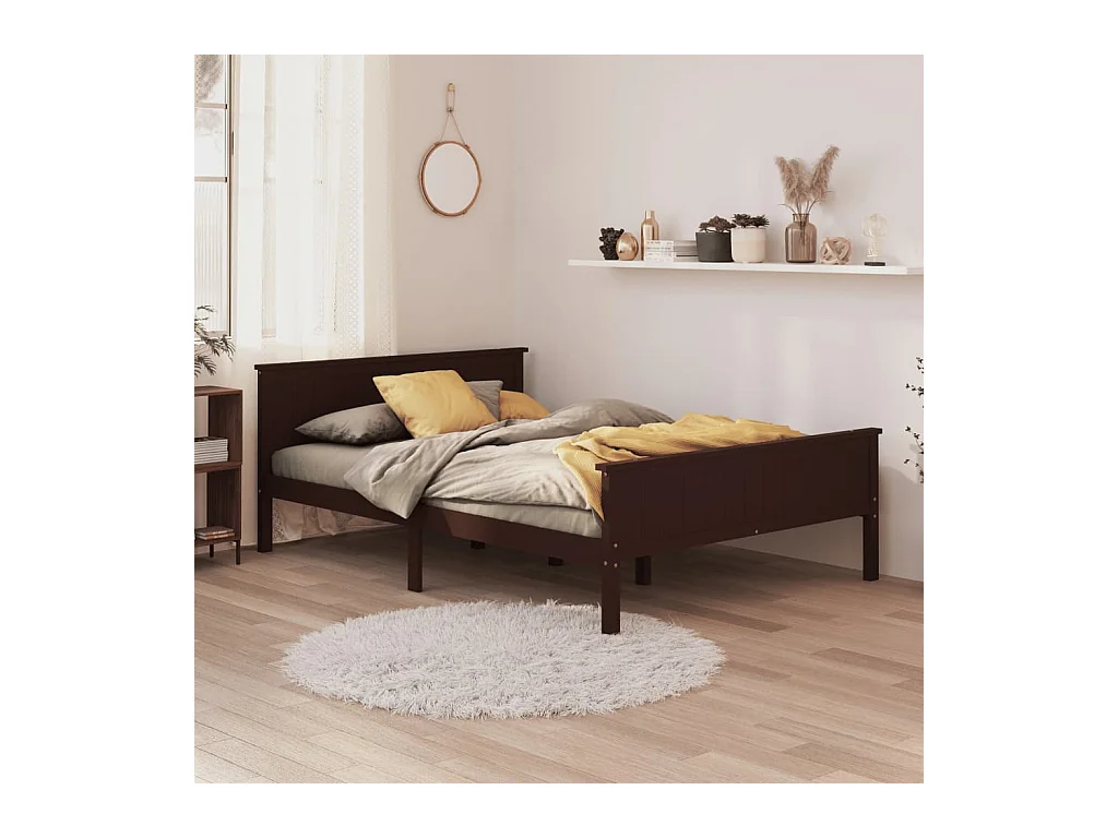 Bedframe massief grenenhout donkerbruin 120x200 cm NL79665