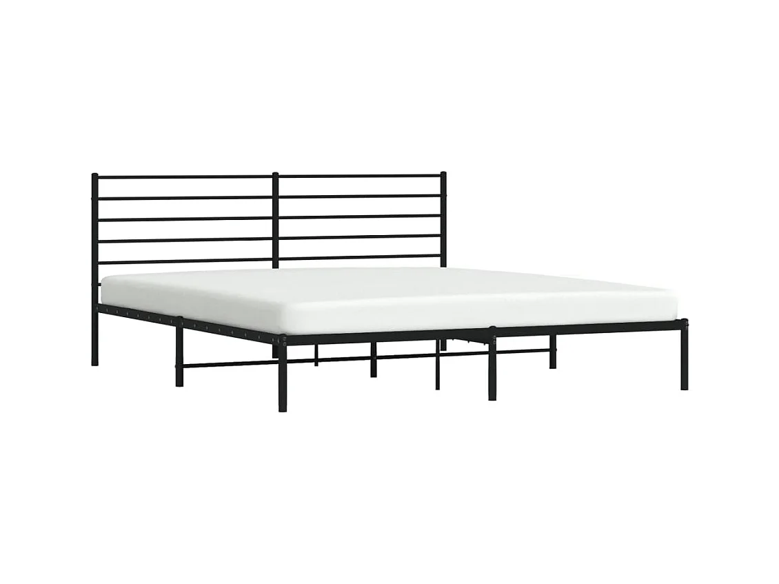 Cama em metal com cabeceira 180x200 cm preto PT426911