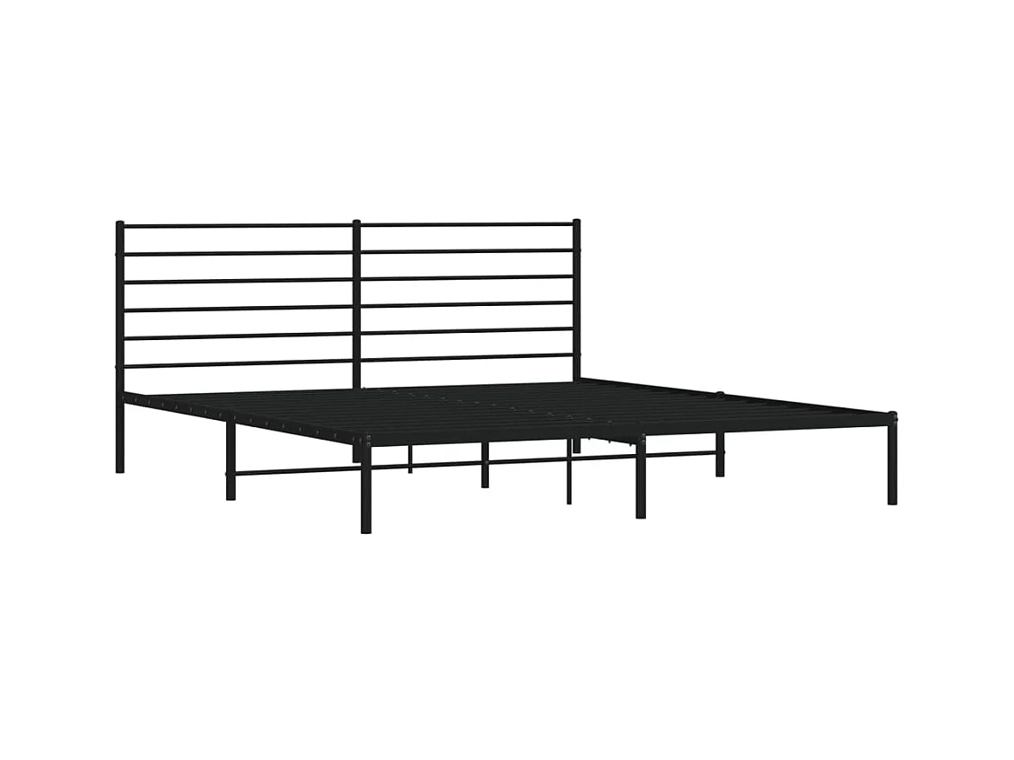 Cama em metal com cabeceira 180x200 cm preto PT426911