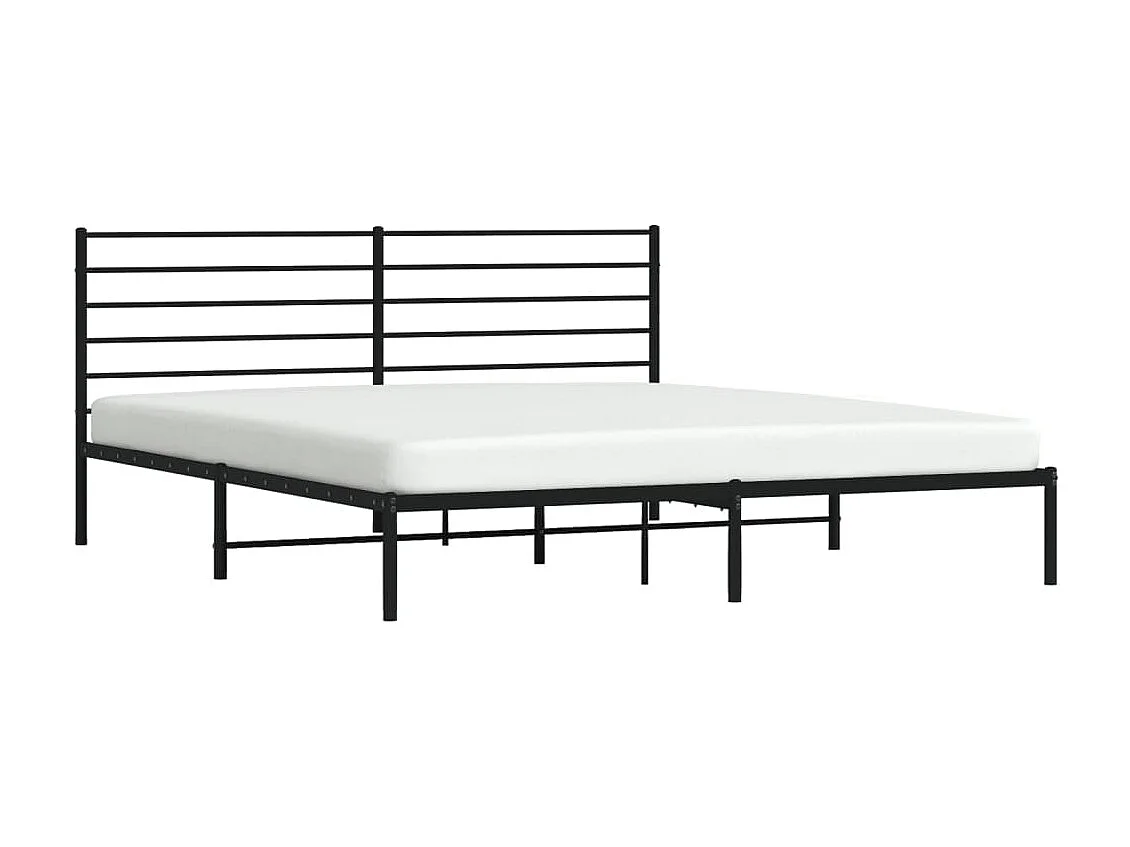 Cama em metal com cabeceira 180x200 cm preto PT426911