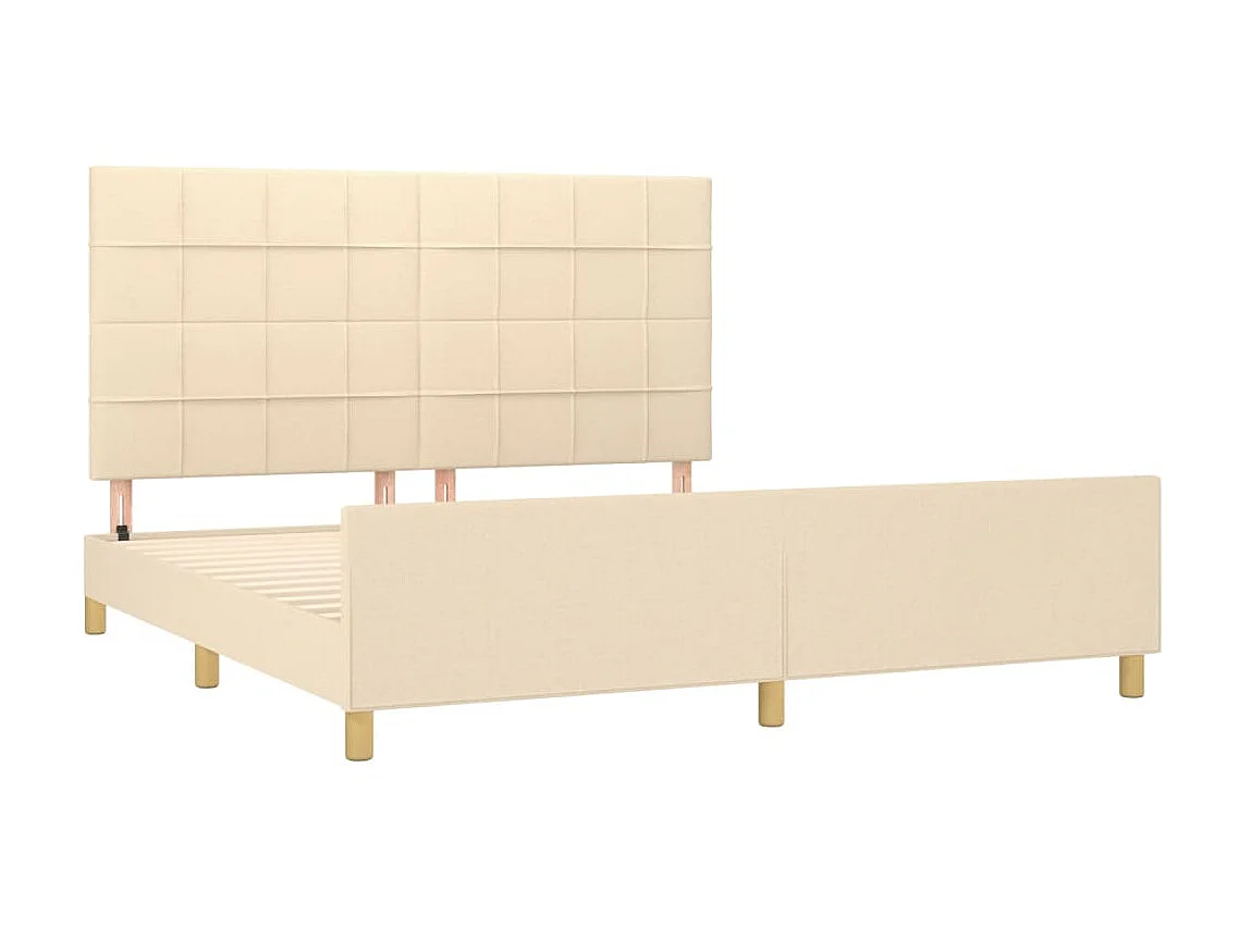 Cama para adulto - con cabecero de tela color crema 160x200 cm ES526257