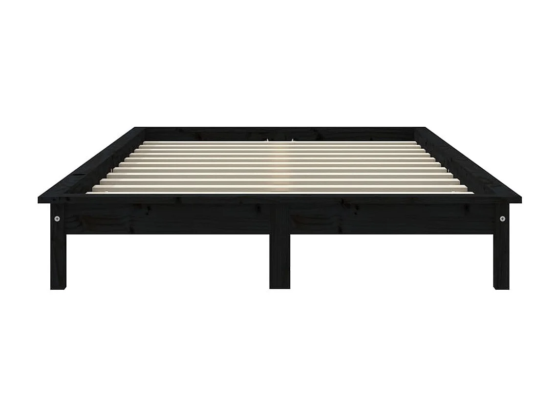 Lit-150x200 cm noir très grand bois de pin massif EGGB24628