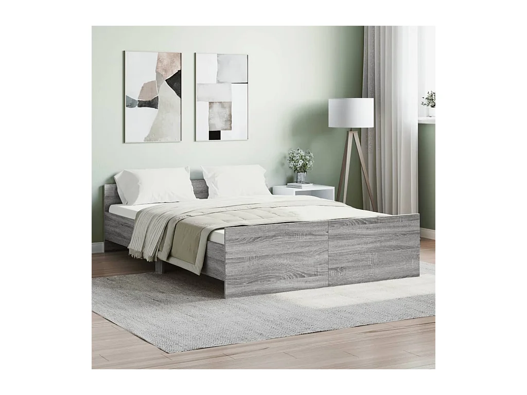 Lit-135x190 cm tête de lit et pied de lit sonoma gris EGGB48809