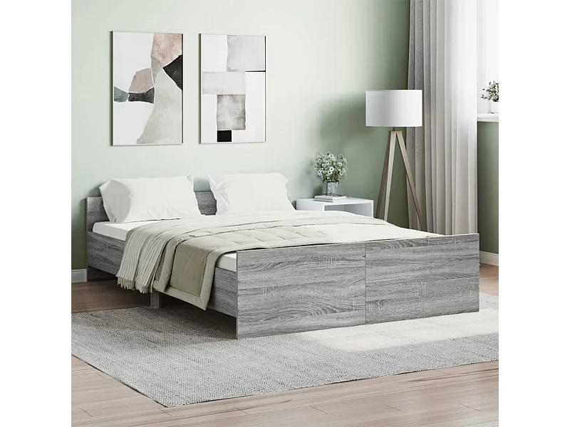 Lit-135x190 cm tête de lit et pied de lit sonoma gris EGGB48809