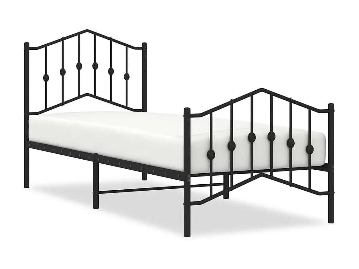 Cama 80x200 cm con cabecero y estribo metal negro ES87308