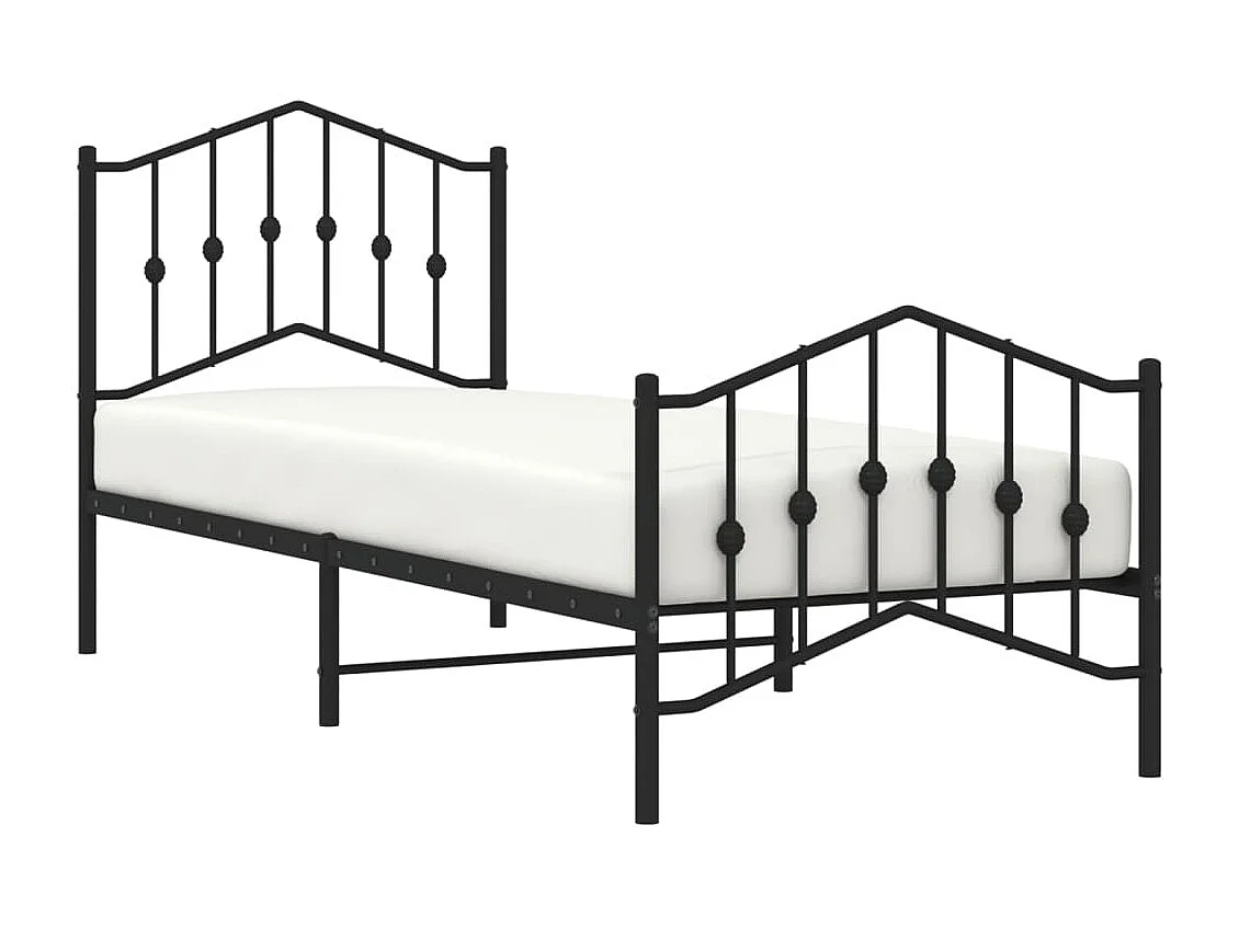 Cama 80x200 cm con cabecero y estribo metal negro ES87308