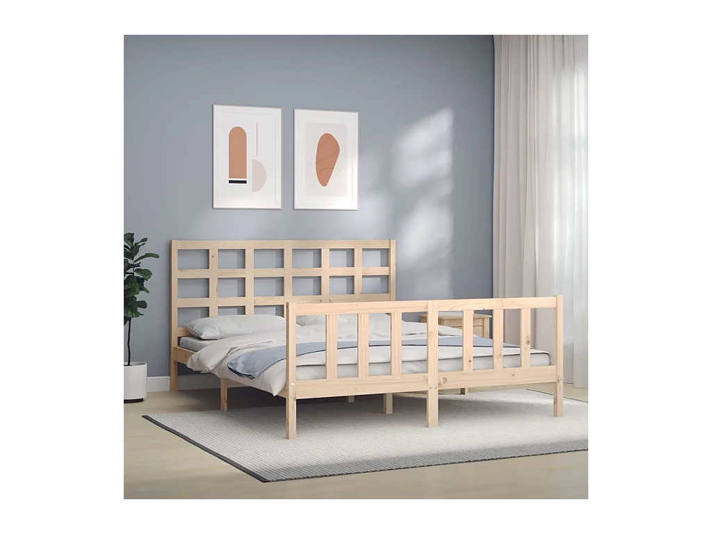Lit-160x200 cm avec tête de lit bois massif EGGB14616