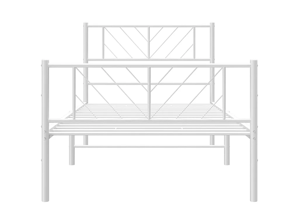 Lit-90x190 cm métal avec tête de lit/pied de lit blanc EGGB72475