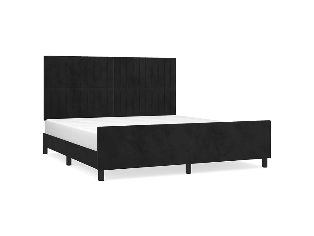 Cama - 160x200 cm c/ cabeceira veludo preto PT743493