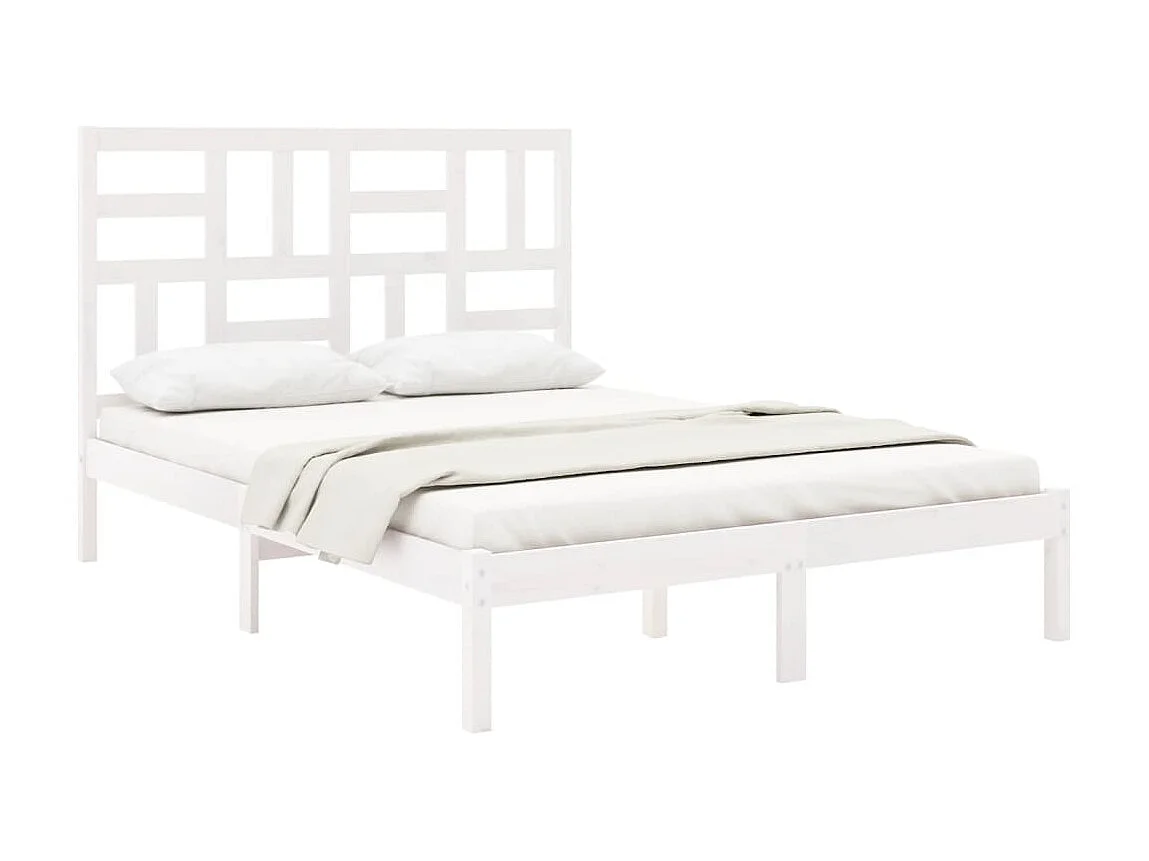 Cama 140x190 cm de madera maciza blanca ES20996