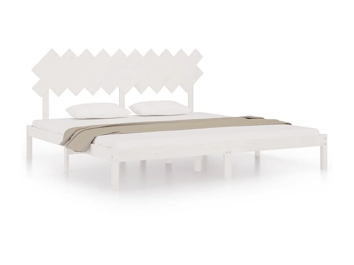 Cama 200x200 cm branco madeira maciça PT522592