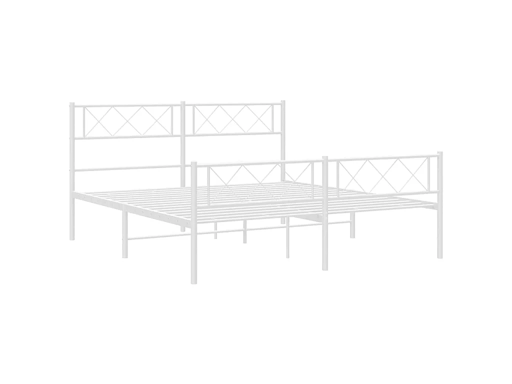 Cama com cabeceira e pés 140x190 cm metal branco PT999343