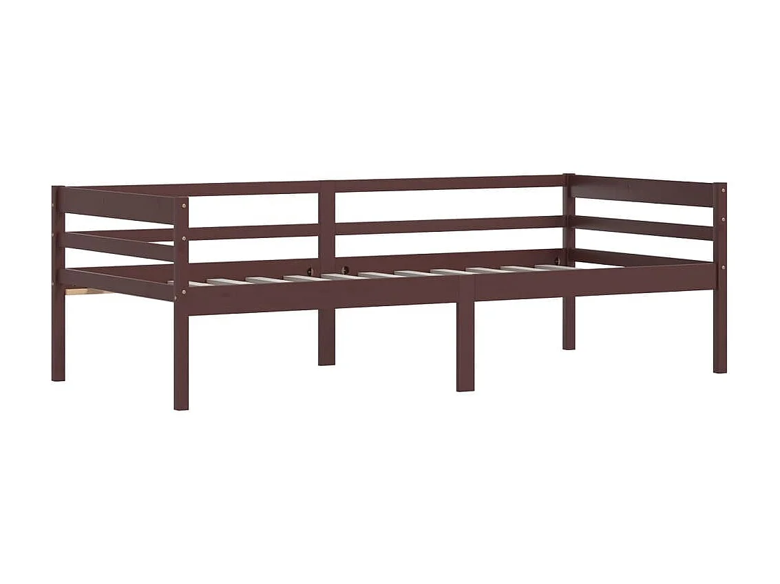 Lit-90x200 cm Marron foncéé Bois de pin massif EGGB34633