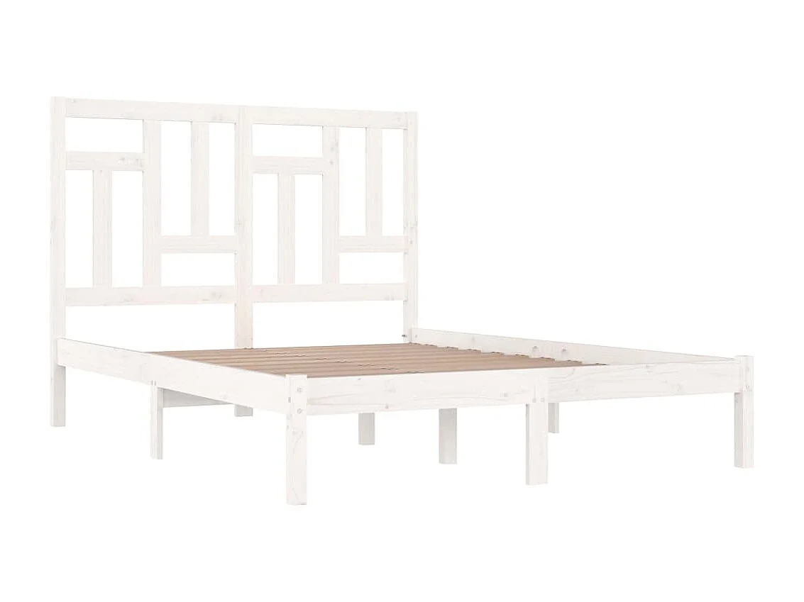 Cama 140x190 cm madeira de pinho maciça branco PT384918
