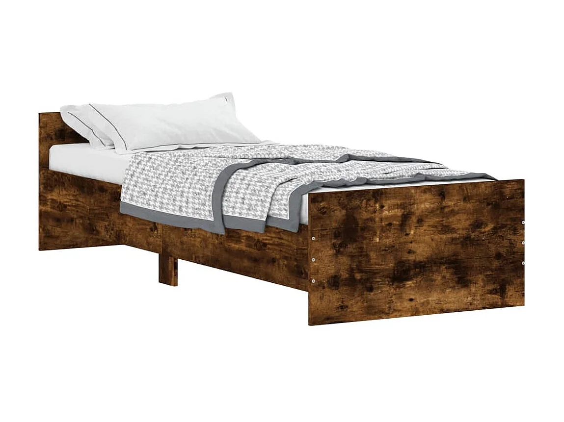 Lit-75x190 cm chêne fumé petit simple bois ingénierie EGGB73249