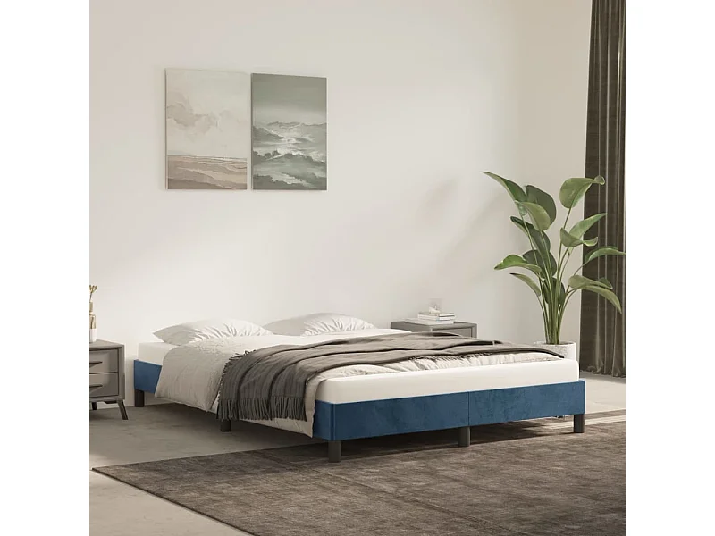 Cama 140x190 cm veludo azul-escuro PT407899