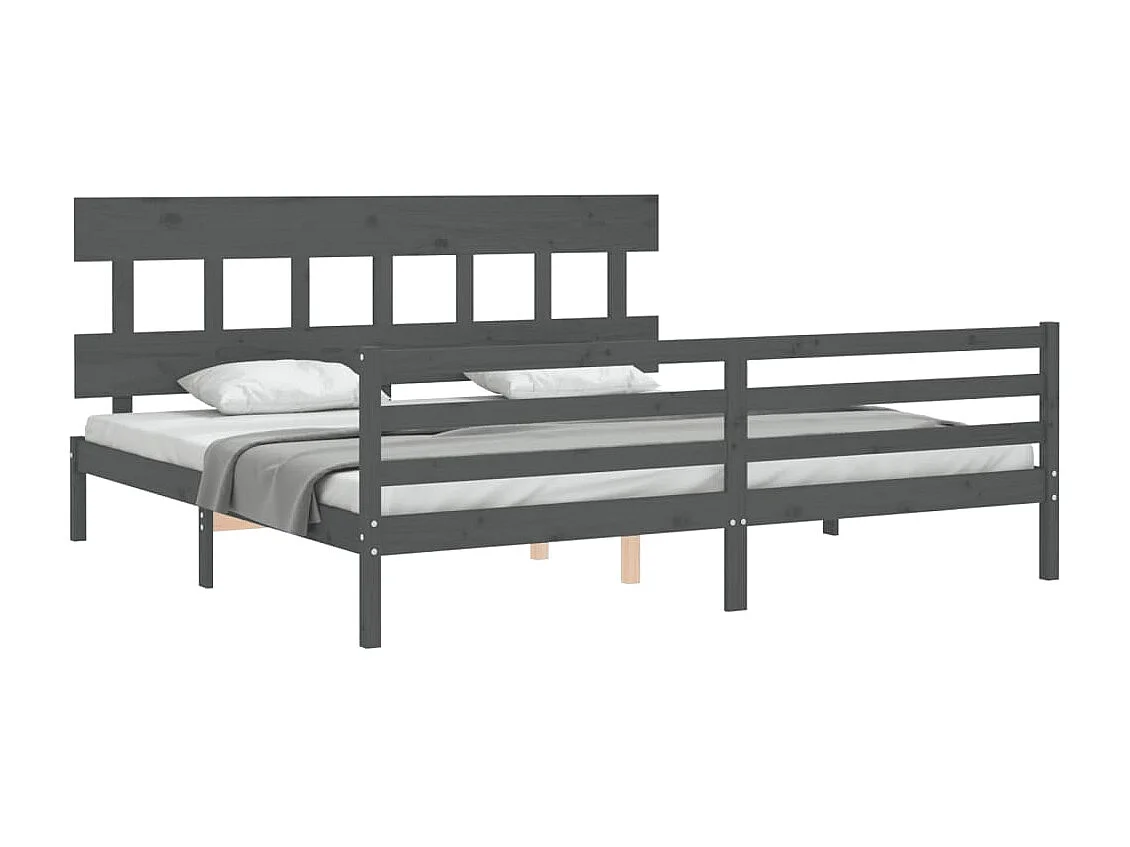 Cama com cabeceira 200x200 cm madeira maciça cinza PT830177