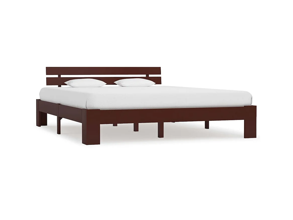 Lit-180x200 cm Marron foncéé Bois de pin massif EGGB44896