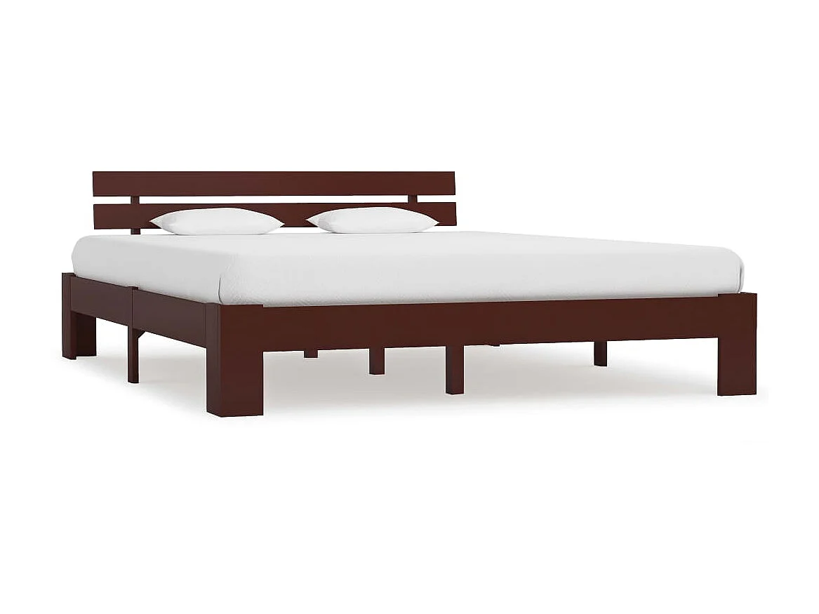 Lit-180x200 cm Marron foncéé Bois de pin massif EGGB44896