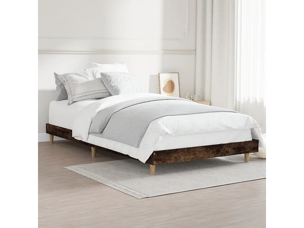 Lit-90x200 cm chêne fumé bois d'ingénierie EGGB47213