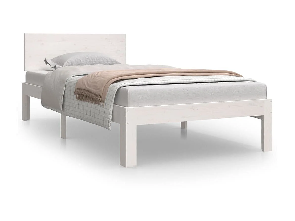 Bedframe massief hout wit 90x190 cm NL33032