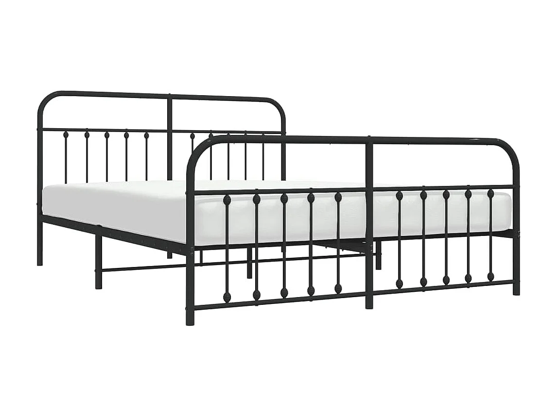 Lit-183x213 cm métal avec tête de lit/pied de lit noir EGGB84012