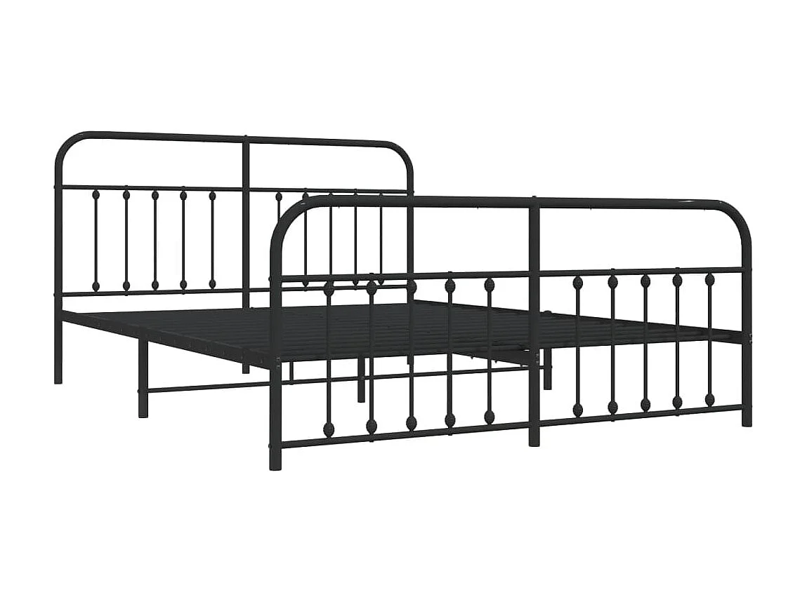Lit-183x213 cm métal avec tête de lit/pied de lit noir EGGB84012