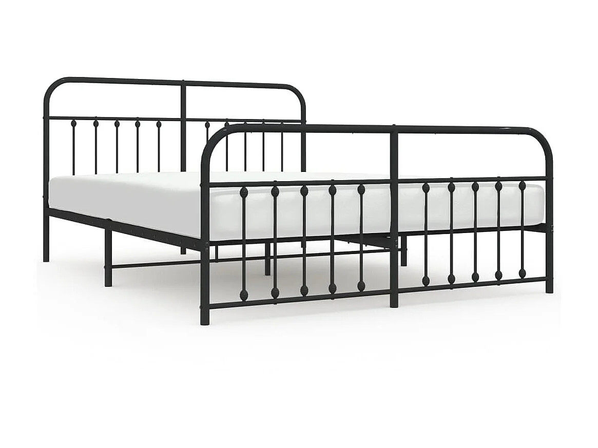 Cama 180x210 cm cabecero y estribo metal negro ES87401