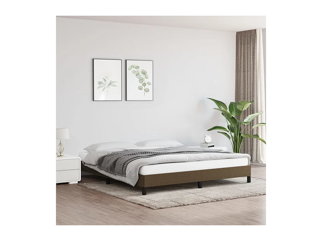 Lit-180x200 cm Marron foncé Tissu EGGB58213