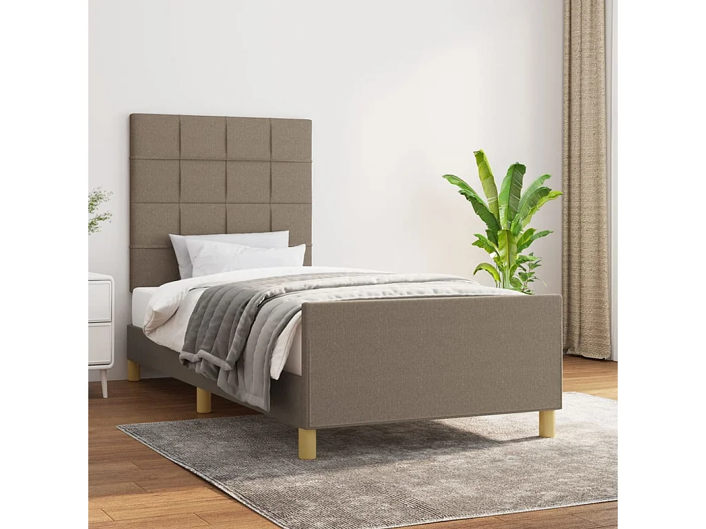 Lit-90x200 cm avec tête de lit Taupe Tissu EGGB76648