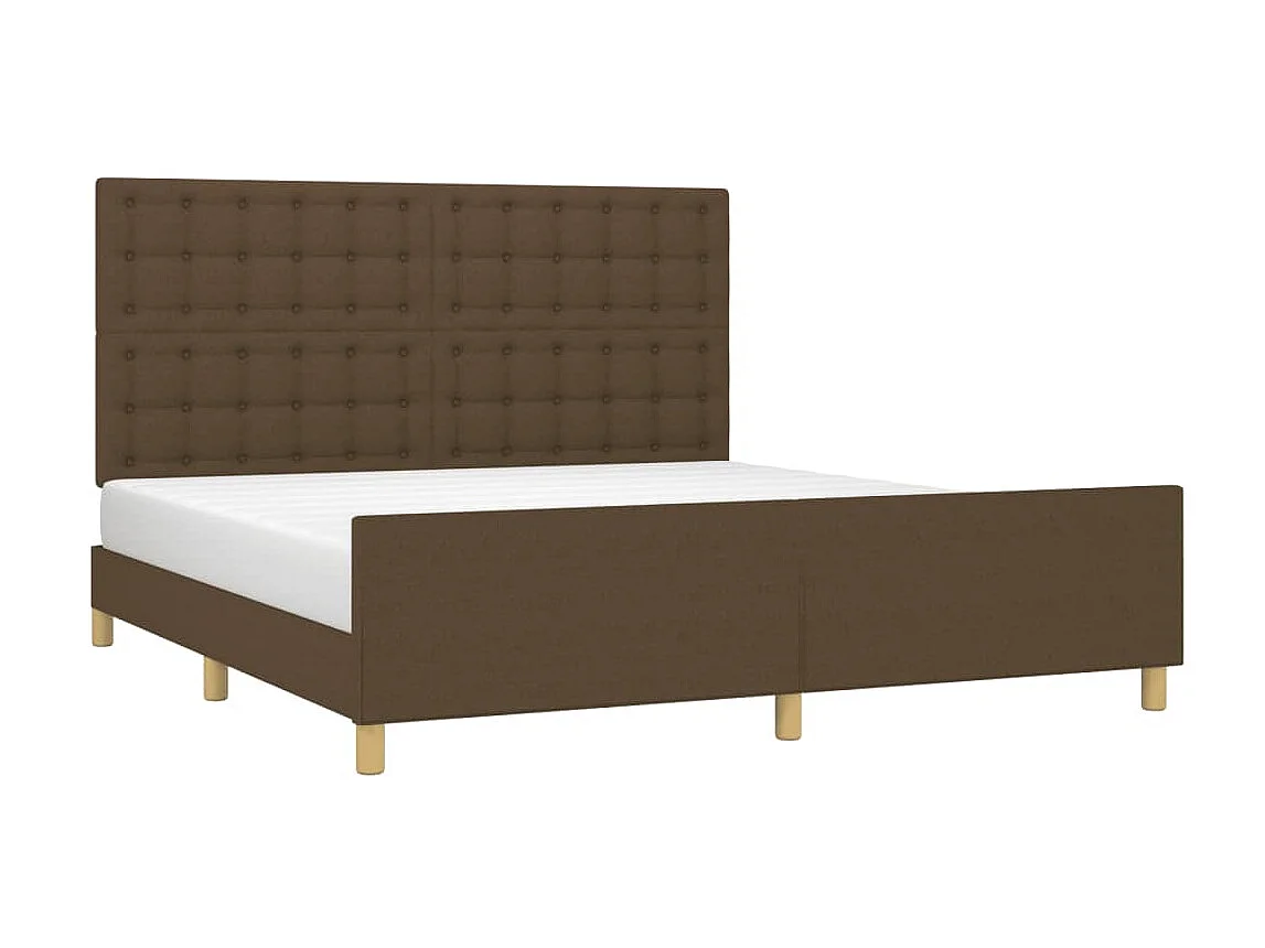 Lit-160x200 cm avec tête de lit Marron foncé Tissu EGGB61234