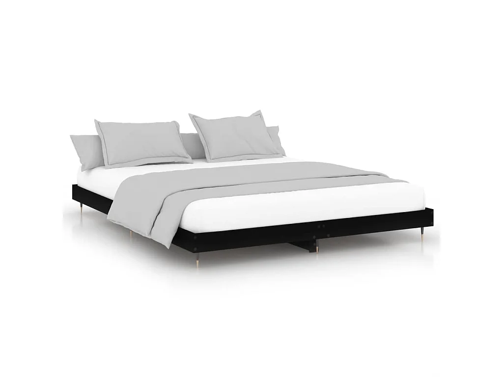 Cama 200x200 cm derivados de madeira preto PT241344