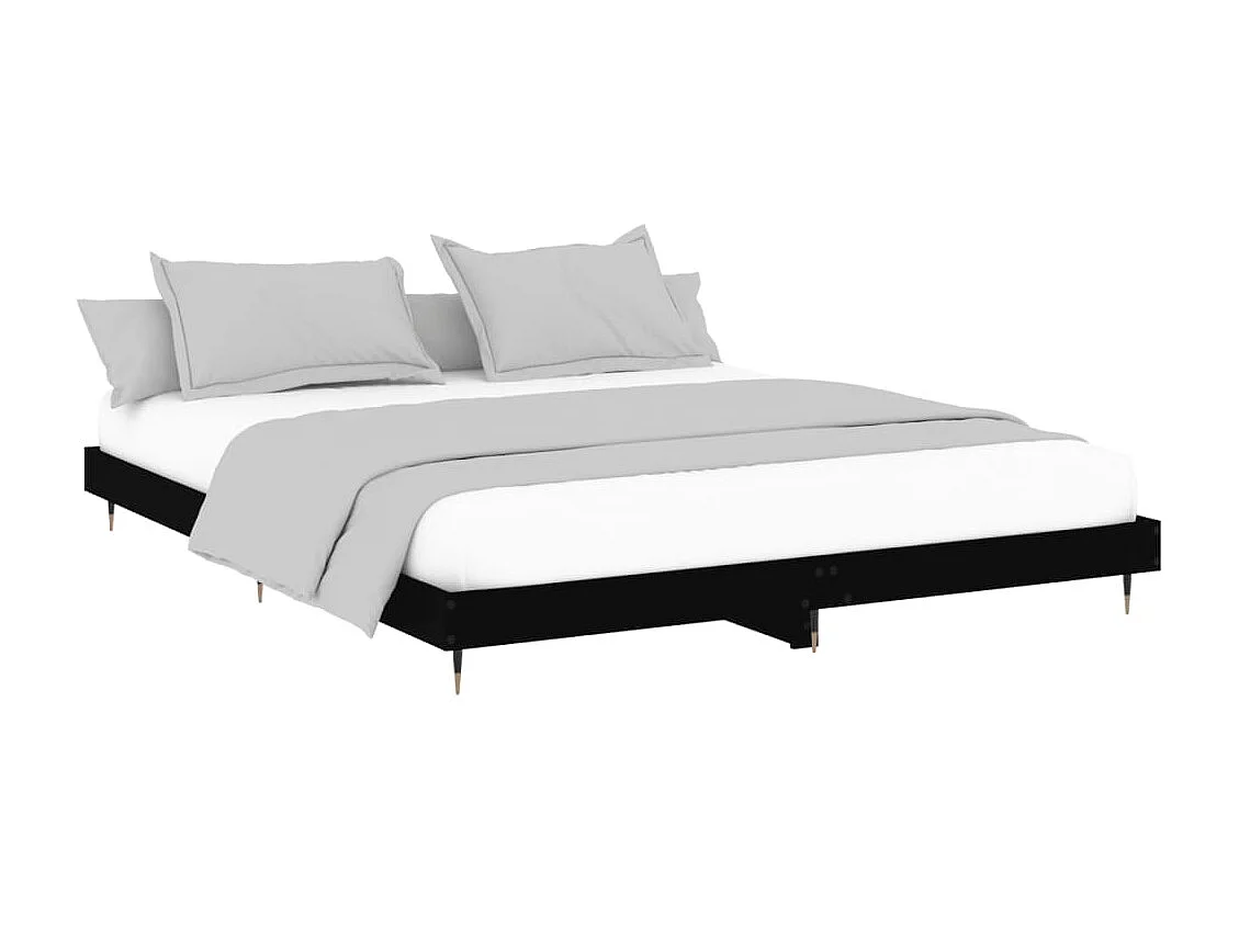 Cama 200x200 cm derivados de madeira preto PT241344