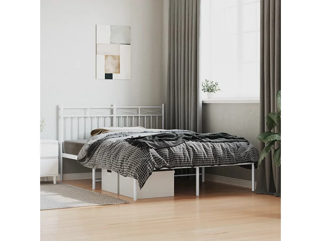 Bedframe met hoofdbord metaal wit 140x200 cm NL63070