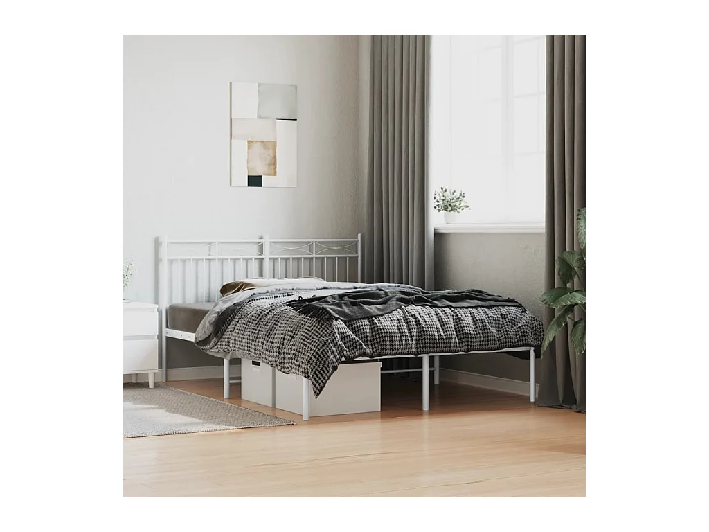 Lit-140x200 cm métal avec tête de lit blanc EGGB66187