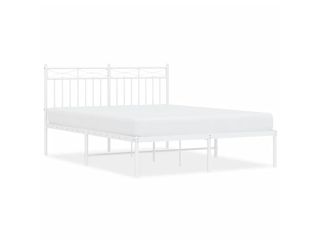 Lit-140x200 cm métal avec tête de lit blanc EGGB66187