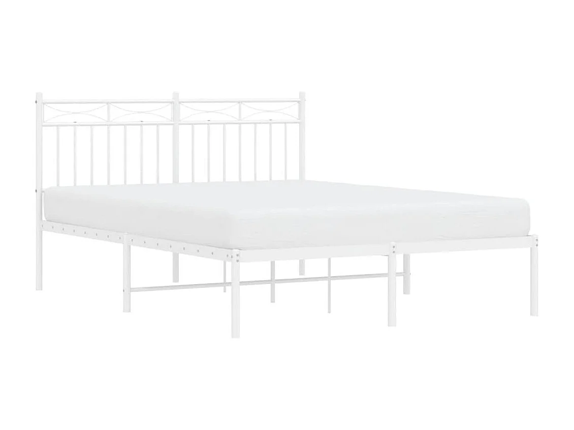Lit-140x200 cm métal avec tête de lit blanc EGGB66187