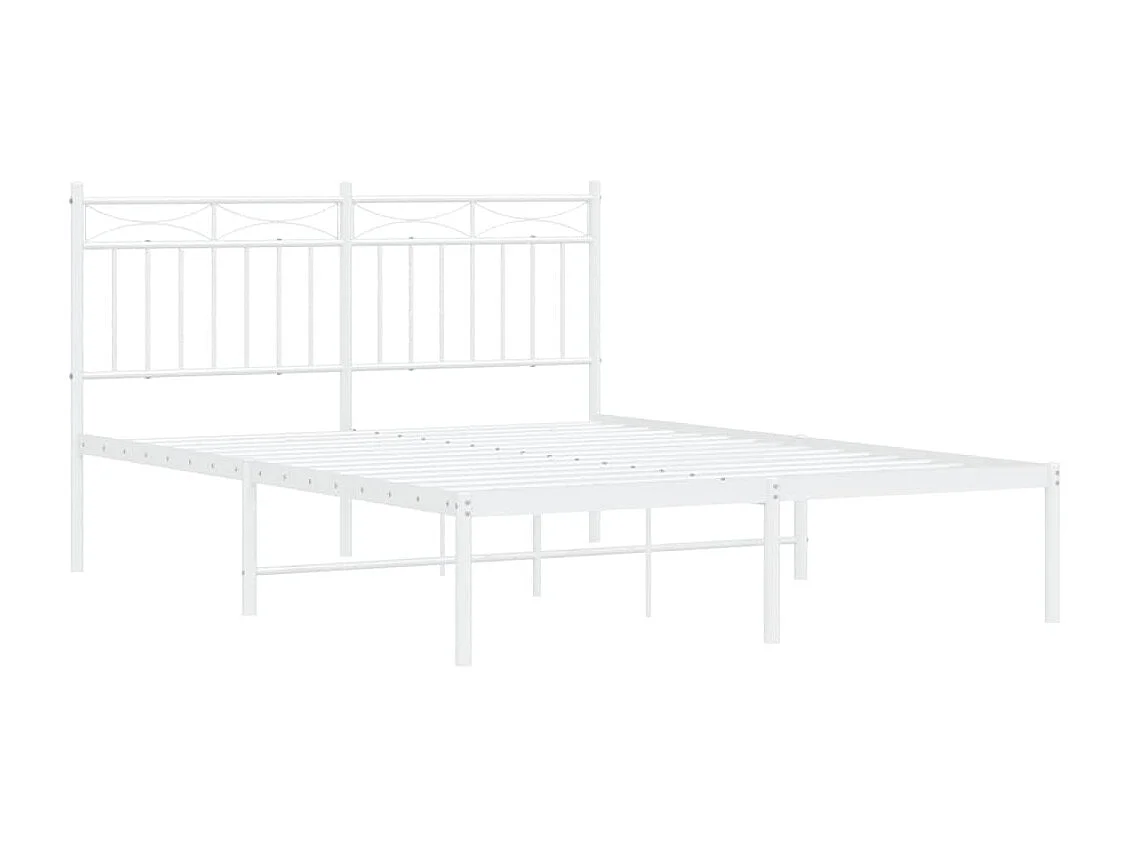Lit-140x200 cm métal avec tête de lit blanc EGGB66187