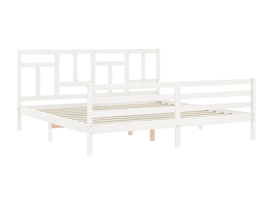 Lit-200x200 cm avec tête de lit blanc bois massif EGGB44362