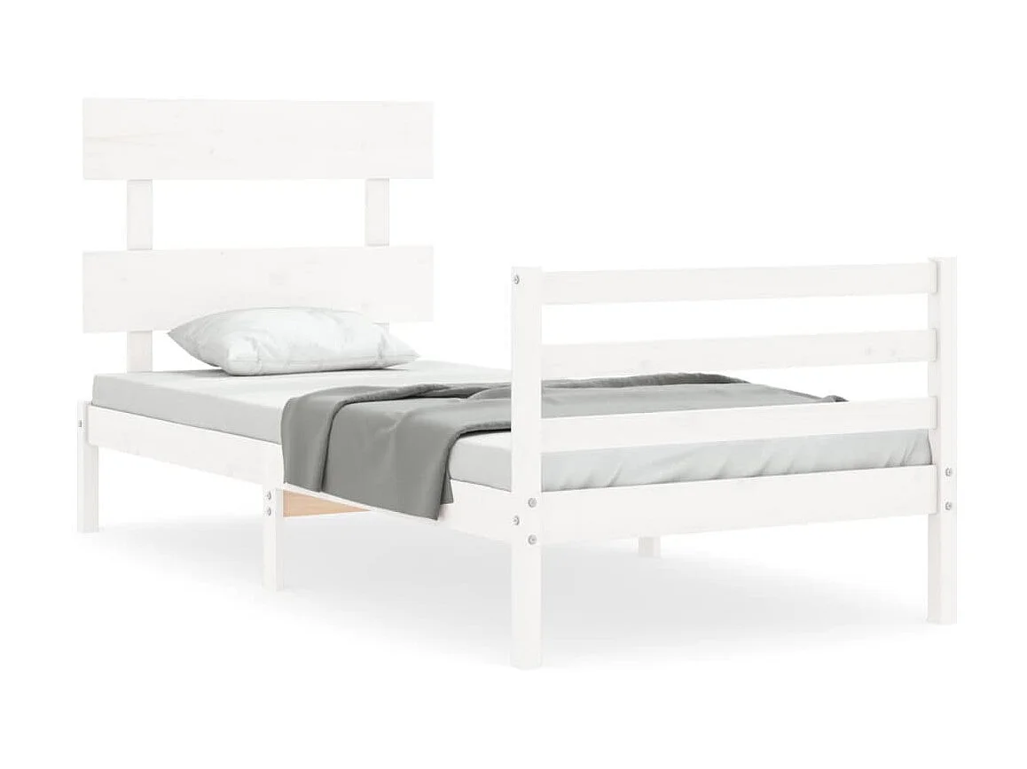 Lit-90x200 cm avec tête de lit blanc bois massif EGGB97737