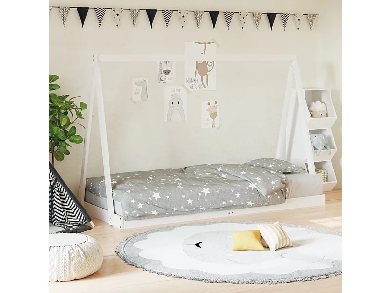 Lit-90x200 cm pour enfants blanc bois de pin massif EGGB86990