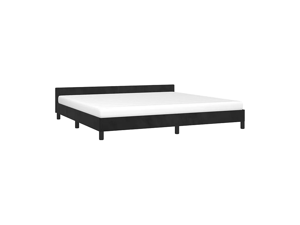 Lit-200x200 cm avec tête de lit Noir Velours EGGB21658